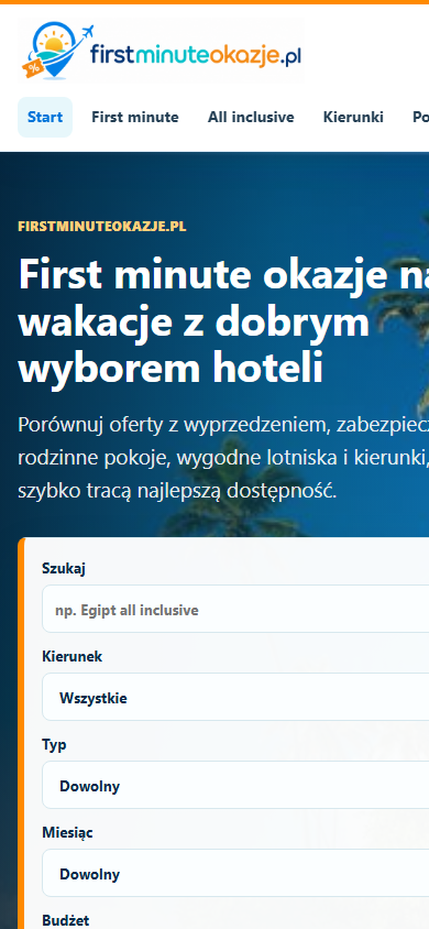FirstMinuteOkazje.pl - widok mobilny