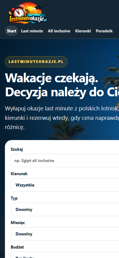 LastMinuteOkazje.pl - widok mobilny