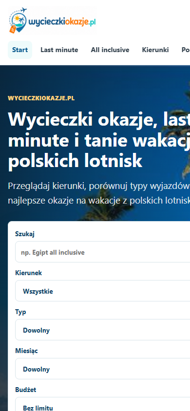 WycieczkiOkazje.pl - widok mobilny